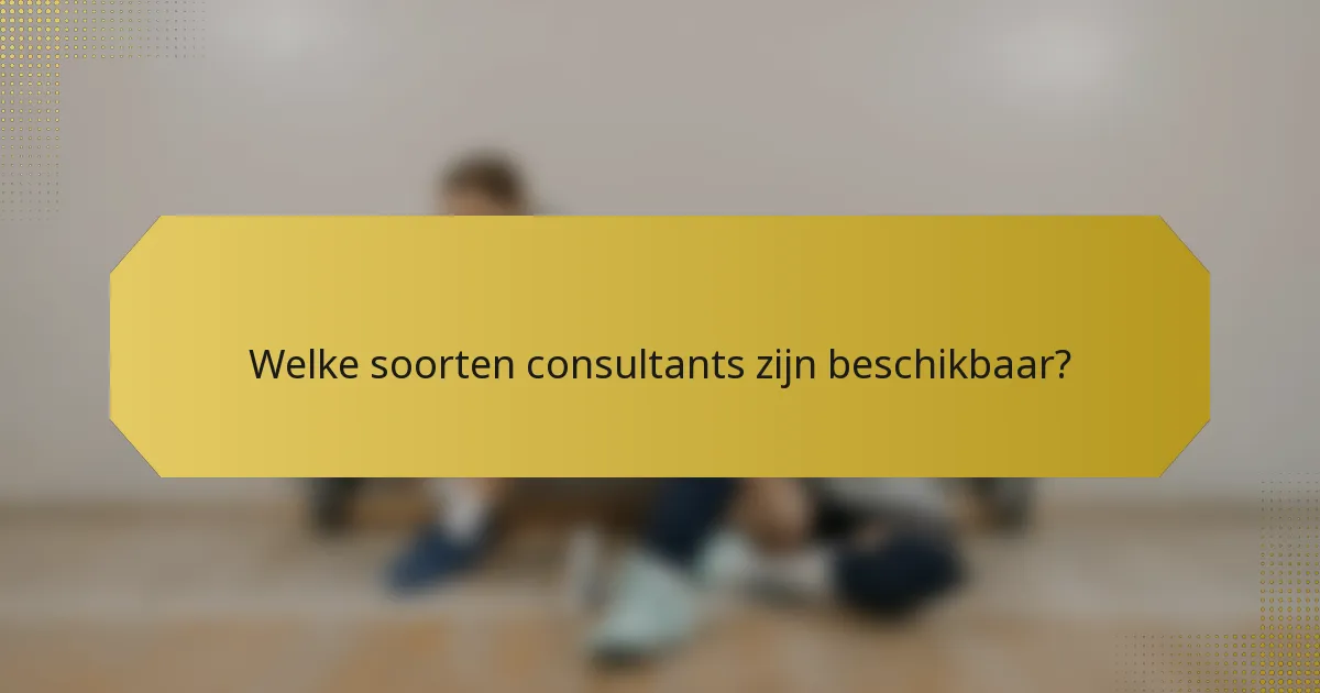 Welke soorten consultants zijn beschikbaar?